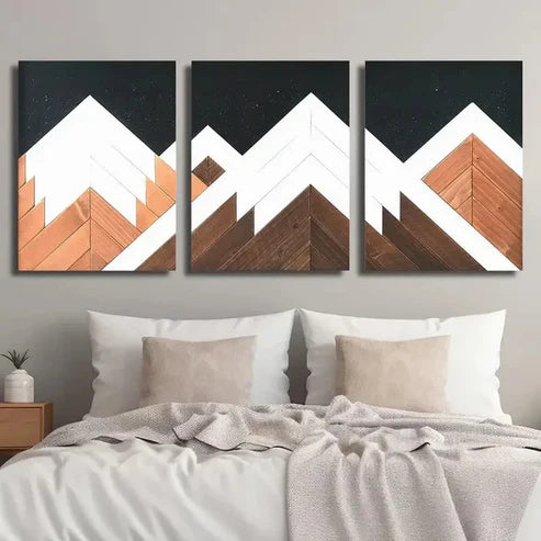 3pcs Modern Natural Wood Grain Landscape Wall Art Set Canvas Unframed - High Quality Print 100% Australian Made Wall Canvas