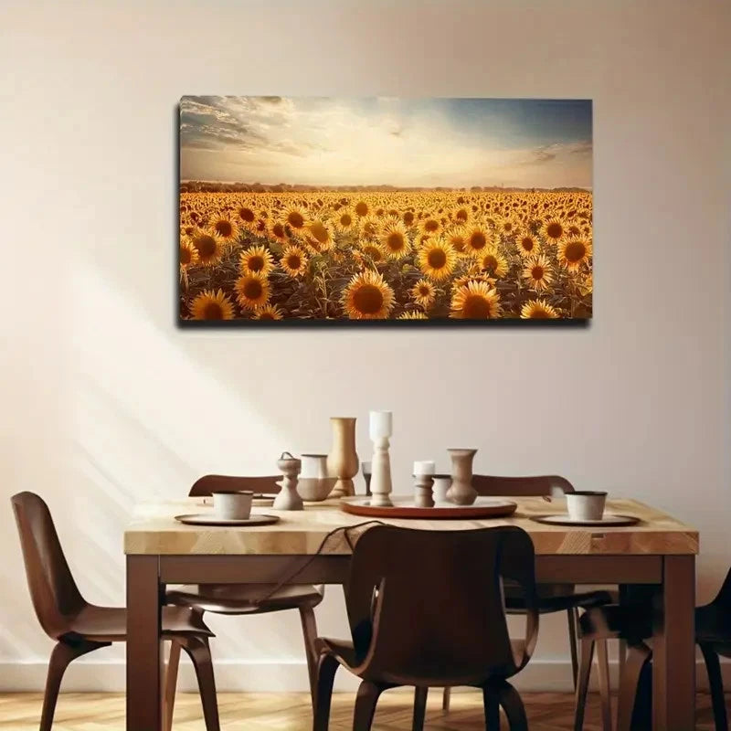 Endless Sunflower Sunrise Wall Art Canvas Office Home Room Framed 120x60cm