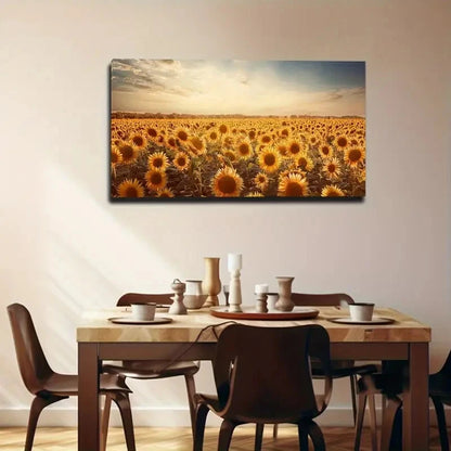 Endless Sunflower Sunrise Wall Art Canvas Office Home Room Framed 120x60cm