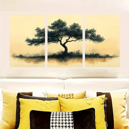 3pcs Featuring Sketches of Black Pine Trees  Wall Art Set Canvas Framed 40x60cm - High Quality Print 100% Australian Made Wall Canvas Ready to Hang