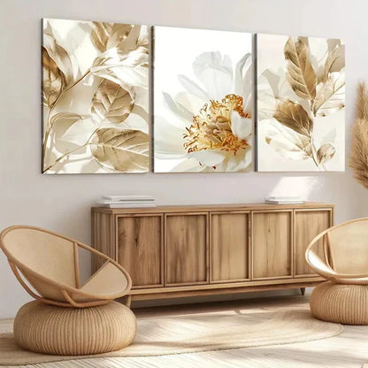 3pcs Modern Art Beautiful Golden Lips and Eyes Wall Art Set Canvas Unframed - High Quality Print 100% Australian Made Wall Canvas