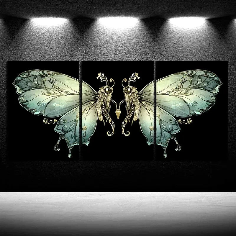 3pcs The on The Butterfly Branch Metal Print Ready to Hang Art - Bella Home Decor