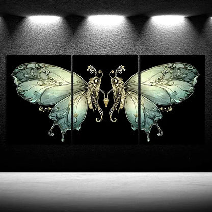 3pcs The on The Butterfly Branch Metal Print Ready to Hang Art - Bella Home Decor