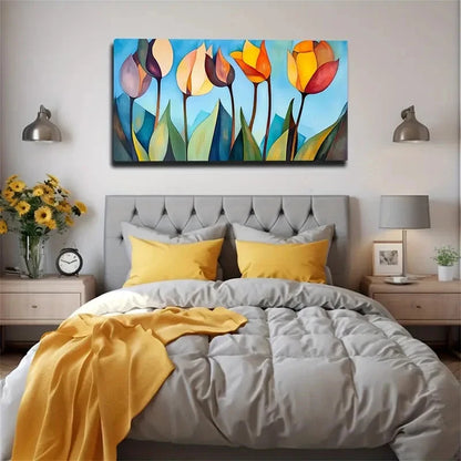 Vibrant Tulip Nordic Modern Wall Art Canvas Office Home Room Framed 120x60cm