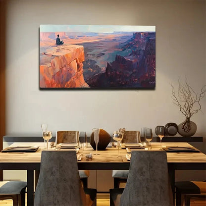 Cliff Meditator Nature Wall Art Canvas Office Home Room Framed 120x60cm
