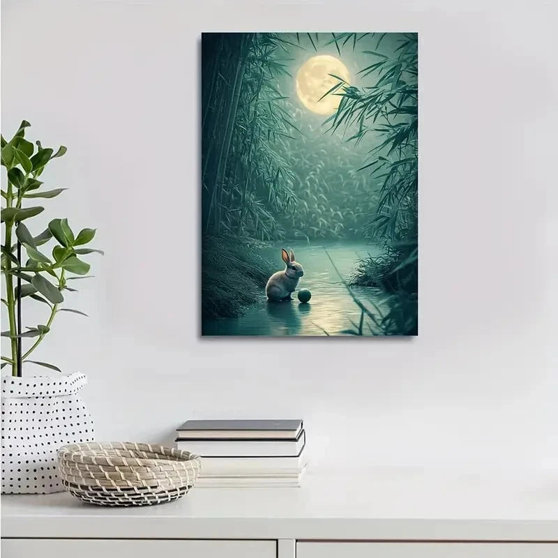 Surreal Art Scene of Rabbit Playing with Ball 40x60cm Metal Print Ready to Hang - Bella Home Decor
