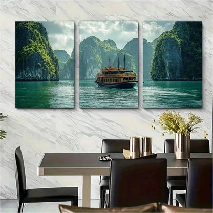 3pcs Southeast Asia Vietnam Travel Perfect Wall Art Set Canvas Framed 50x70cm - High Quality Print 100% Australian Made Wall Canvas Ready to Hang