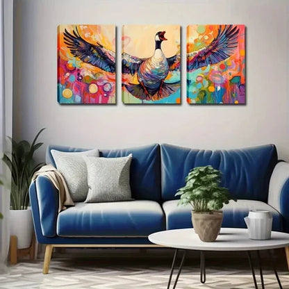3pcs Colorful Feather Design Wall Art Canvas Unframed - High Quality Print 100% Australian Made Wall Canvas - Bella Home Decor