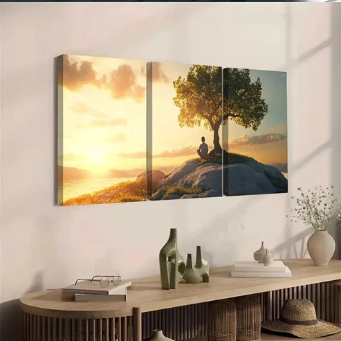 3pcs Peaceful Sunset Scene Wall Art Set Canvas Unframed - High Quality Print 100% Australian Made Wall Canvas