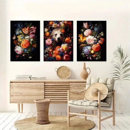 3pcs Roses Print, Still Life Flowers wall Art Set Canvas Framed 50x70cm - High Quality Print 100% Australian Made Wall Canvas Ready to Hang