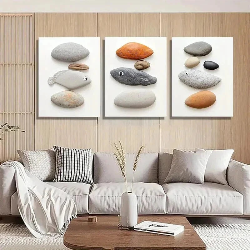 3pcs Design Minimalist Coastal Ocean Perfect Wall Art Set Canvas Framed 50x70cm - High Quality Print 100% Australian Made Wall Canvas Ready to Hang - Bella Home Decor