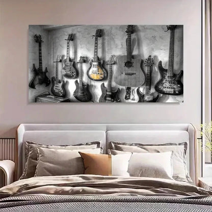 Classical Guitar Elegant Wall Art Canvas Office Home Room Framed 120x60cm - Bella Home Decor