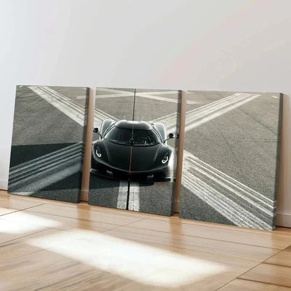3pcs Sport Supercar Cool Black Vehicle Wall Art Set Canvas Framed 60x90cm - High Quality Print 100% Australian Made Wall Canvas Ready to Hang