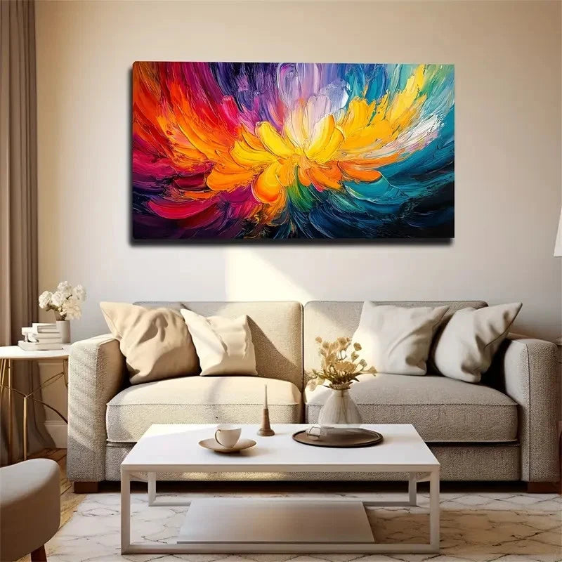 Modern Minimalist Vibrant Bloom Wall Art Canvas Office Home Room Framed 120x60cm