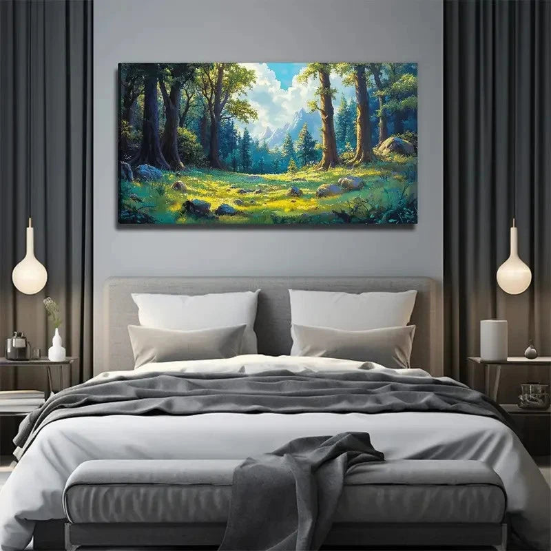Mountain Scenery Decoration Wall Art Canvas Office Home Room Framed 120x60cm