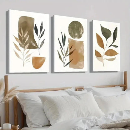 3pcs Abstract Leaf & Geometric Modern Perfect Wall Art Set Canvas Framed 50x70cm - High Quality Print 100% Australian Made Wall Canvas Ready to Hang - Bella Home Decor