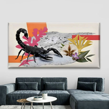 Featuring a Black Scorpion Wall Art Canvas Office Home Room Framed 120x60cm