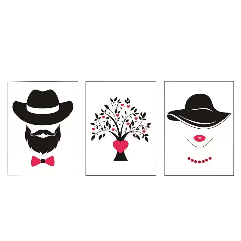 3pcs Black and white silhouettes Decor  Wall Art Set Canvas Framed 40x60cm - High Quality Print 100% Australian Made Wall Canvas Ready to Hang - Bella Home Decor