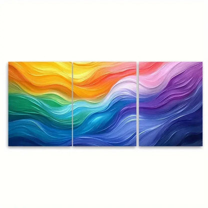 3pcs Rainbow Abstract Art VI  Wall Art Set Canvas Framed 60x90cm - High Quality Print 100% Australian Made Wall Canvas Ready to Hang - Bella Home Decor