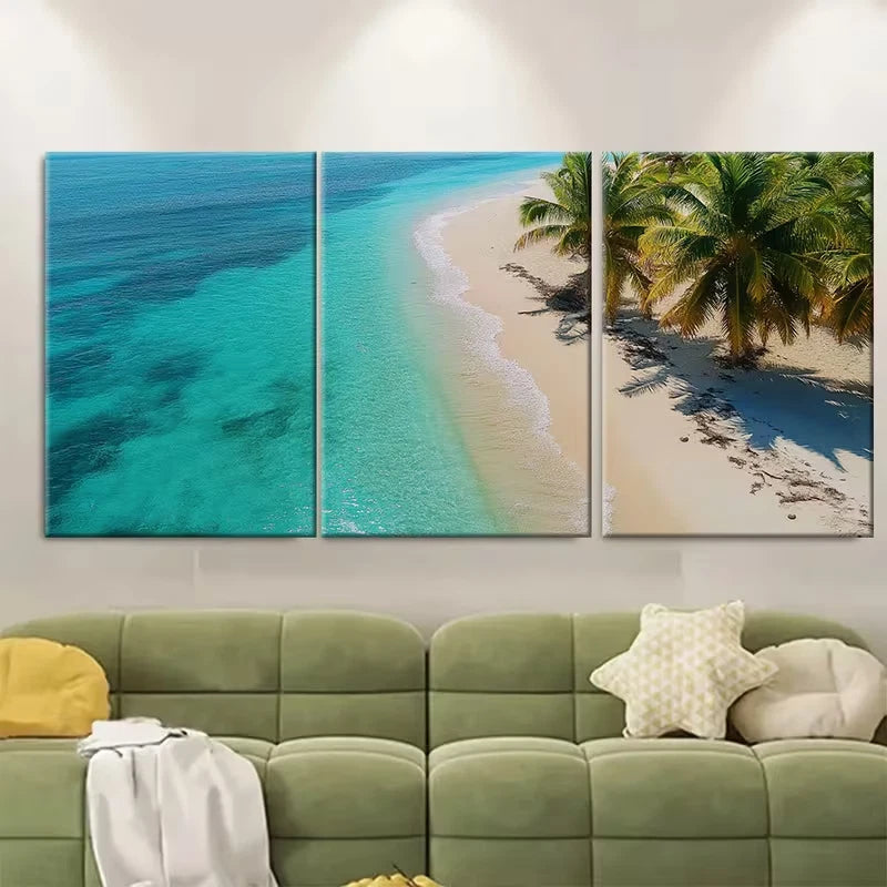 3pcs Stunning Beach Coastal Metal Print Ready to Hang Art