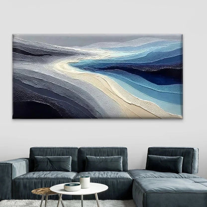 Abstract Ocean Wave Blue Wall Art Canvas Office Home Room Framed 120x60cm