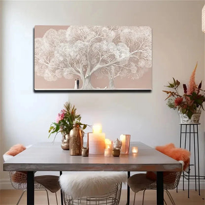 Soft Pink & White Horizontal Wall Art Canvas Office Home Room Framed 120x60cm