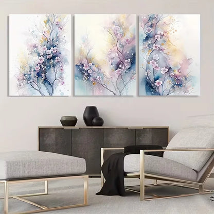 3pcs Gentle Pink Cherry Blossom Watercolor Art  Wall Art Set Canvas Framed 60x90cm - High Quality Print 100% Australian Made Wall Canvas Ready to Hang - Bella Home Decor