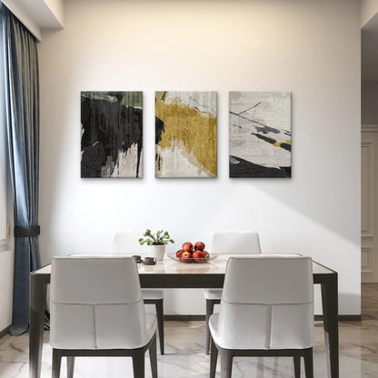 3pcs Modern Abstract Minimalist Textured Paint Wall Art Set Canvas Framed 50x70cm - High Quality Print 100% Australian Made Wall Canvas Ready to Hang