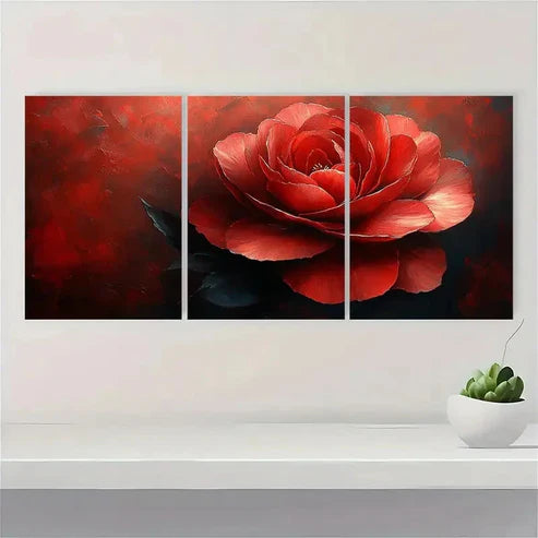 3pcs Red Camellia Art  Wall Art Set Canvas - High Quality Print 100% Australian Made Wall Canvas