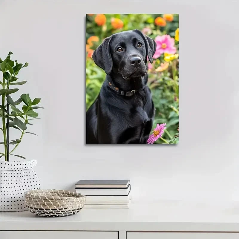 Adorable Black Labrador Retriever Dog with Vibrant 40x60cm Metal Print Ready to Hang - Bella Home Decor