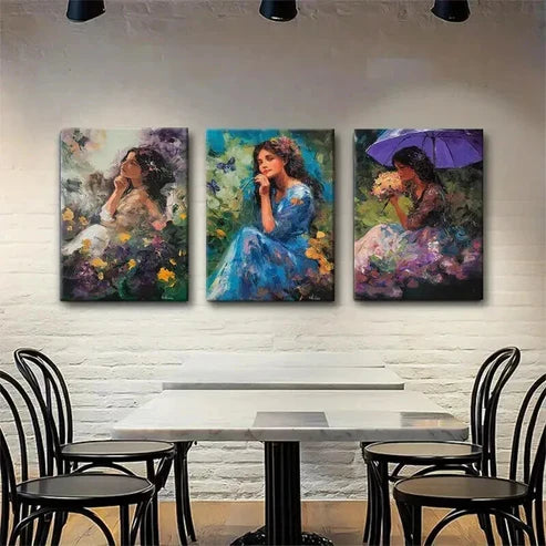 3pcs Floral Serenity Portraits Women Wall Art Canvas Unframed - High Quality Print 100% Australian Made Wall Canvas