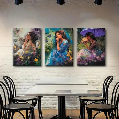3pcs Floral Serenity Portraits Women Wall Art Canvas Unframed - High Quality Print 100% Australian Made Wall Canvas