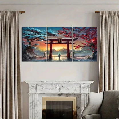 3pcs Aesthetic Art Anime Landscape Torii Wall Art Canvas Unframed – High Quality Print 100% Australian Made Wall Canvas - Bella Home Decor