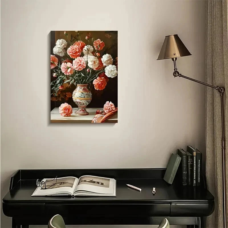 Traditional Pink & Peach Colorful Painting 40x60cm Metal Print Ready to Hang - Bella Home Decor