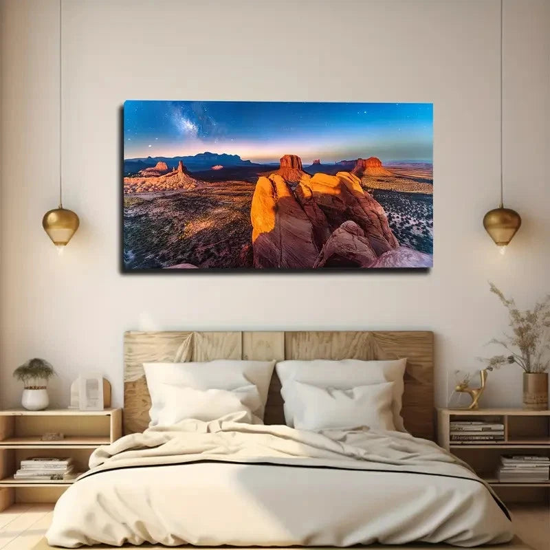 Desert Night Sky Wall Art Canvas Office Home Room Framed 120x60cm