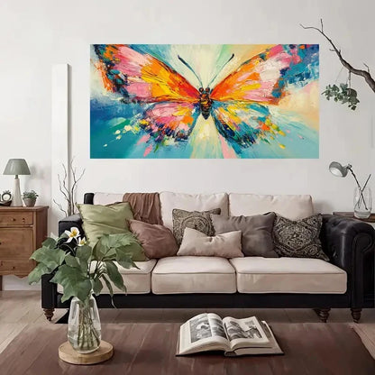 Vibrant Abstract Butterfly Wall Art Canvas Office Home Room Framed 120x60cm