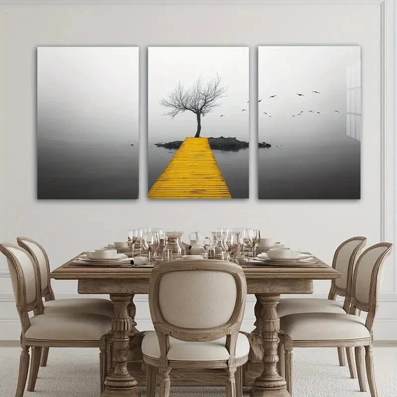 3pcs Seaside Birds and Trees Modern Classic Metal Print Ready to Hang Art - Bella Home Decor