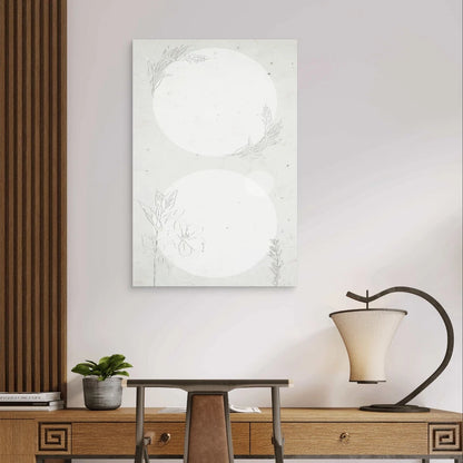 Neutral White Embossed Botanical Line Art 40x60cm Metal Print Ready to Hang