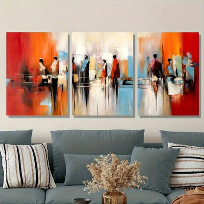 3pcs African American Abstract Street Scene Metal Print Ready to Hang Art - Bella Home Decor
