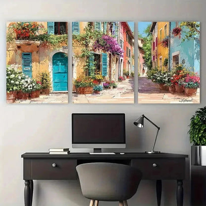 3pcs Vibrant Cityscape Colorful Home Perfect Wall Art Set Canvas Framed 50x70cm - High Quality Print 100% Australian Made Wall Canvas Ready to Hang