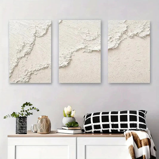 3pcs Earth Color Minimalist 3D Lightening Art Metal Print Ready to Hang Art - Bella Home Decor