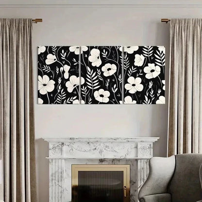 3pcs Elegant Black & White Floral Prints Wall Art Canvas Unframed - High Quality Print 100% Australian Made Wall Canvas
