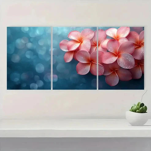 3pcs Pink Plumeria Flower RT Wall Art Canvas Unframed - High Quality Print 100% Australian Made Wall Canvas