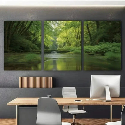 3pcs Nordic Style Serene Forest wall Art Set Canvas Framed 50x70cm - High Quality Print 100% Australian Made Wall Canvas Ready to Hang