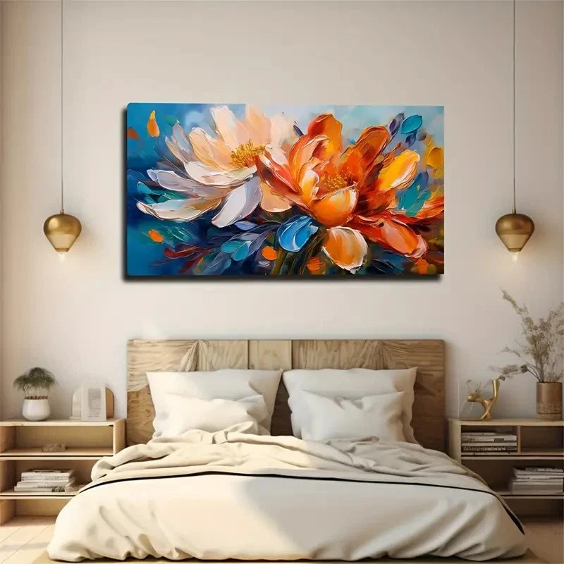Modern Vibrant Floral Décor Wall Art Canvas Office Home Room Framed 120x60cm