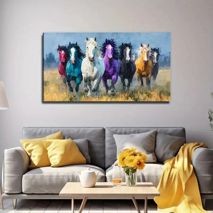 A Galloping Horse The Prairie Wall Art Canvas Office Home Room Framed 120x60cm