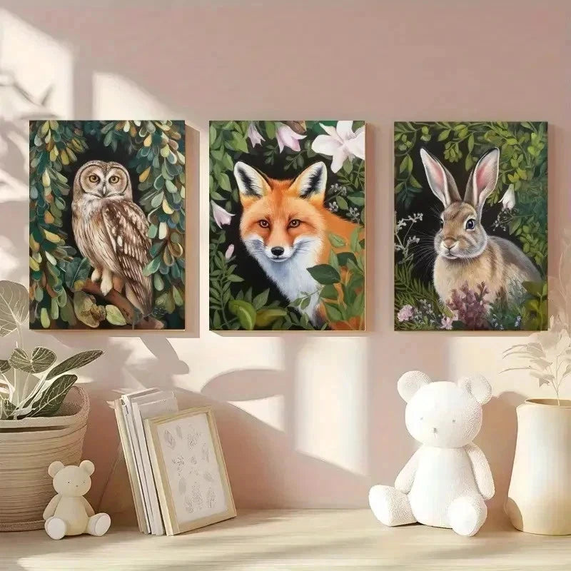3pcs Realistic Animal Paintings Vibrant Colour Wall Art Set Canvas Framed 60x90cm - High Quality Print 100% Australian Made Wall Canvas Ready to Hang - Bella Home Decor