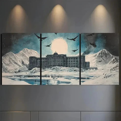 3pcs Winter Aurora Borealis Hotel WABH Wall Art Canvas Unframed – High Quality Print 100% Australian Made Wall Canvas