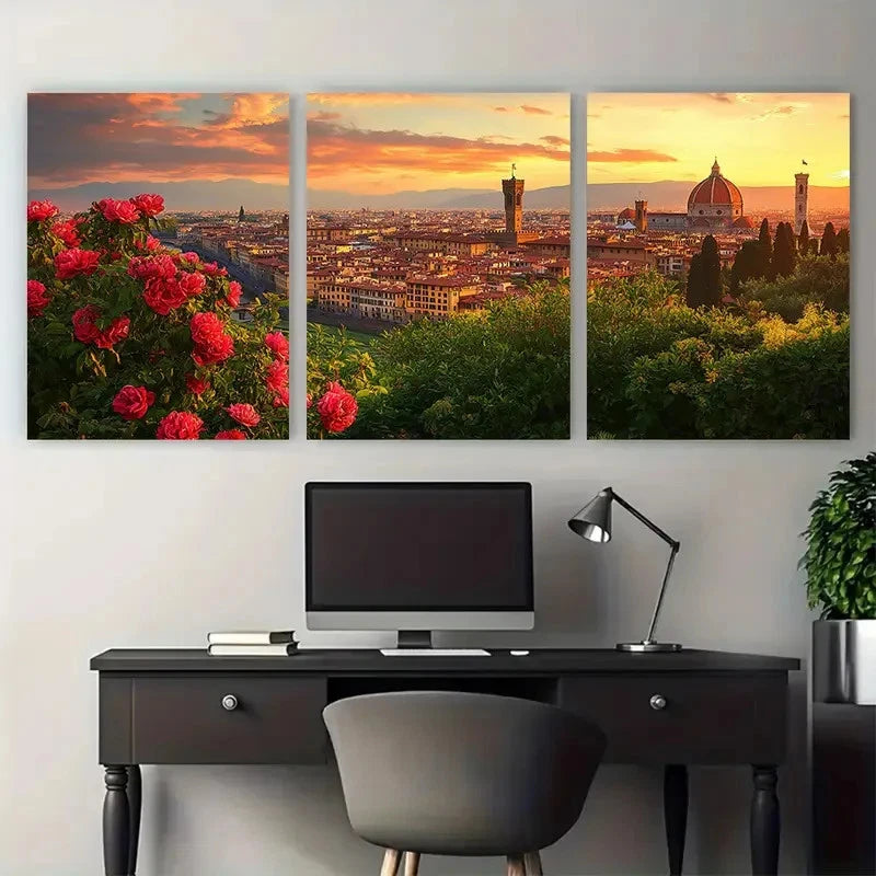3pcs Florence Botanical Italy Décor Perfect Wall Art Set Canvas Framed 40x60cm - High Quality Print 100% Australian Made Wall Canvas Ready to Hang