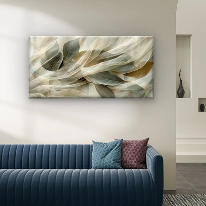 Abstract Green Leaf Wall Art Canvas Office Home Room Framed 120x60cm